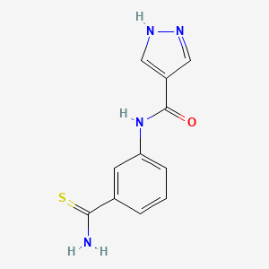 molecular formula C11H10N4OS B2539396 N-(3-carbamothioylphenyl)-1H-pyrazole-4-carboxamide CAS No. 1481045-74-2