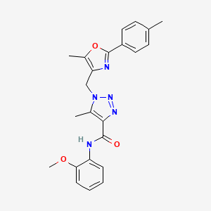 molecular formula C23H23N5O3 B2539397 N-(2-methoxyphenyl)-5-methyl-1-{[5-methyl-2-(4-methylphenyl)-1,3-oxazol-4-yl]methyl}-1H-1,2,3-triazole-4-carboxamide CAS No. 946371-67-1