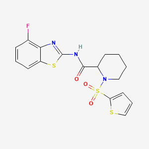 molecular formula C17H16FN3O3S3 B2539410 N-(4-fluoro-1,3-benzothiazol-2-yl)-1-(thiophene-2-sulfonyl)piperidine-2-carboxamide CAS No. 1098689-82-7