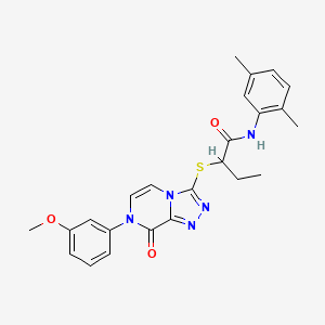 molecular formula C24H25N5O3S B2539436 N-(2,5-dimethylphenyl)-2-{[7-(3-methoxyphenyl)-8-oxo-7H,8H-[1,2,4]triazolo[4,3-a]pyrazin-3-yl]sulfanyl}butanamide CAS No. 1223849-49-7