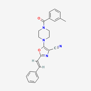(E)-5-(4-(3-methylbenzoyl)piperazin-1-yl)-2-styryloxazole-4-carbonitrile