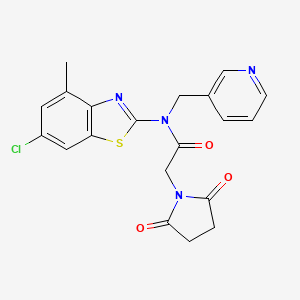 molecular formula C20H17ClN4O3S B2539466 N-(6-chloro-4-methyl-1,3-benzothiazol-2-yl)-2-(2,5-dioxopyrrolidin-1-yl)-N-[(pyridin-3-yl)methyl]acetamide CAS No. 920174-72-7