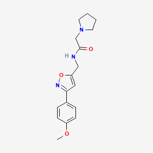 molecular formula C17H21N3O3 B2539469 N-{[3-(4-methoxyphenyl)-5-isoxazolyl]methyl}-2-(1-pyrrolidinyl)acetamide CAS No. 338963-40-9