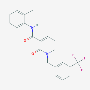 molecular formula C21H17F3N2O2 B2539500 N-(2-methylphenyl)-2-oxo-1-{[3-(trifluoromethyl)phenyl]methyl}-1,2-dihydropyridine-3-carboxamide CAS No. 339027-79-1