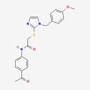 molecular formula C21H21N3O3S B2539510 N-(4-acetylphenyl)-2-({1-[(4-methoxyphenyl)methyl]-1H-imidazol-2-yl}sulfanyl)acetamide CAS No. 869346-67-8