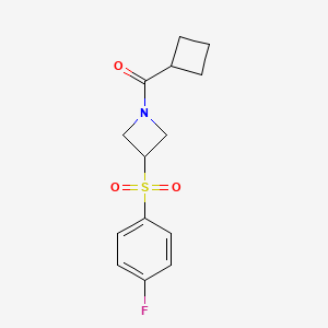 molecular formula C14H16FNO3S B2539522 Cyclobutyl(3-((4-fluorophenyl)sulfonyl)azetidin-1-yl)methanone CAS No. 1797874-11-3