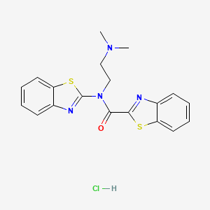 molecular formula C19H19ClN4OS2 B2539552 N-(1,3-BENZOTHIAZOL-2-YL)-N-[2-(DIMETHYLAMINO)ETHYL]-1,3-BENZOTHIAZOLE-2-CARBOXAMIDE HYDROCHLORIDE CAS No. 1215314-06-9