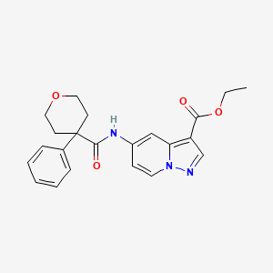 molecular formula C22H23N3O4 B2539553 ethyl 5-(4-phenyloxane-4-amido)pyrazolo[1,5-a]pyridine-3-carboxylate CAS No. 1396679-87-0