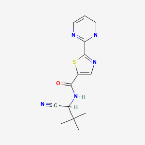 molecular formula C14H15N5OS B2539557 N-(1-cyano-2,2-dimethylpropyl)-2-(pyrimidin-2-yl)-1,3-thiazole-5-carboxamide CAS No. 1427583-18-3