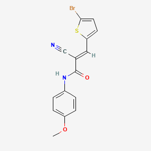 molecular formula C15H11BrN2O2S B2539559 (E)-3-(5-bromothiophen-2-yl)-2-cyano-N-(4-methoxyphenyl)prop-2-enamide CAS No. 332128-91-3