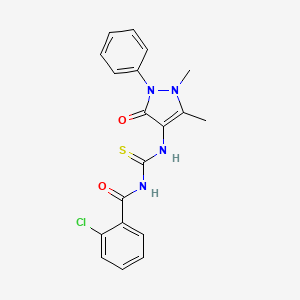 2-chloro-N-((1,5-dimethyl-3-oxo-2-phenyl-2,3-dihydro-1H-pyrazol-4-yl)carbamothioyl)benzamide
