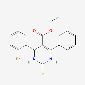molecular formula C19H17BrN2O2S B2539728 ethyl 4-(2-bromophenyl)-6-phenyl-2-sulfanylidene-1,2,3,4-tetrahydropyrimidine-5-carboxylate CAS No. 372974-71-5