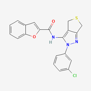 molecular formula C20H14ClN3O2S B2539735 N-(2-(3-chlorophenyl)-4,6-dihydro-2H-thieno[3,4-c]pyrazol-3-yl)benzofuran-2-carboxamide CAS No. 893936-48-6