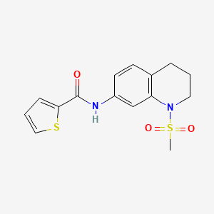 molecular formula C15H16N2O3S2 B2539786 N-(1-methanesulfonyl-1,2,3,4-tetrahydroquinolin-7-yl)thiophene-2-carboxamide CAS No. 946298-87-9