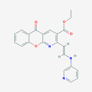 molecular formula C22H17N3O4 B2539805 ethyl 5-oxo-2-[(E)-2-(pyridin-3-ylamino)ethenyl]chromeno[2,3-b]pyridine-3-carboxylate CAS No. 303995-10-0