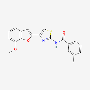 molecular formula C20H16N2O3S B2539824 N-[4-(7-methoxy-1-benzofuran-2-yl)-1,3-thiazol-2-yl]-3-methylbenzamide CAS No. 921796-30-7