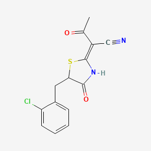 (Z)-2-(5-(2-chlorobenzyl)-4-oxothiazolidin-2-ylidene)-3-oxobutanenitrile