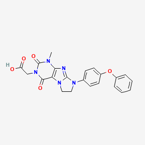 2-[1-Methyl-2,4-dioxo-8-(4-phenoxyphenyl)-1,3,5-trihydroimidazolidino[1,2-h]pu rin-3-yl]acetic acid