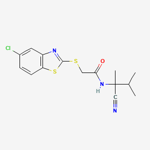 2-[(5-chloro-1,3-benzothiazol-2-yl)sulfanyl]-N-(2-cyano-3-methylbutan-2-yl)acetamide