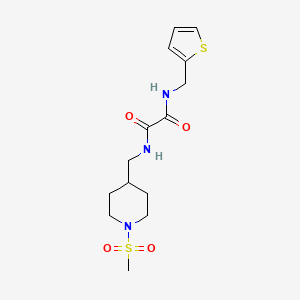 molecular formula C14H21N3O4S2 B2539861 N'-[(1-methanesulfonylpiperidin-4-yl)methyl]-N-[(thiophen-2-yl)methyl]ethanediamide CAS No. 1234855-12-9