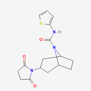 molecular formula C16H19N3O3S B2539921 (1R,5S)-3-(2,5-dioxopyrrolidin-1-yl)-N-(thiophen-2-yl)-8-azabicyclo[3.2.1]octane-8-carboxamide CAS No. 1903896-71-8