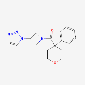 molecular formula C17H20N4O2 B2539925 (3-(1H-1,2,3-triazol-1-yl)azetidin-1-yl)(4-phenyltetrahydro-2H-pyran-4-yl)methanone CAS No. 2034430-44-7