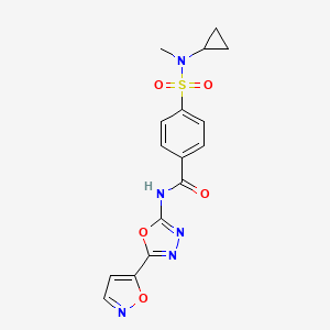 molecular formula C16H15N5O5S B2539929 4-(N-cyclopropyl-N-methylsulfamoyl)-N-(5-(isoxazol-5-yl)-1,3,4-oxadiazol-2-yl)benzamide CAS No. 946208-30-6
