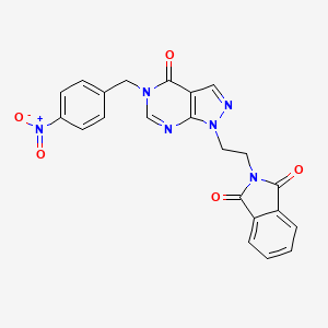 molecular formula C22H16N6O5 B2539932 2-(2-{5-[(4-nitrophenyl)methyl]-4-oxo-1H,4H,5H-pyrazolo[3,4-d]pyrimidin-1-yl}ethyl)-2,3-dihydro-1H-isoindole-1,3-dione CAS No. 2380178-90-3