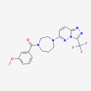 molecular formula C19H19F3N6O2 B2539938 (3-Methoxyphenyl)-[4-[3-(trifluoromethyl)-[1,2,4]triazolo[4,3-b]pyridazin-6-yl]-1,4-diazepan-1-yl]methanone CAS No. 2380081-52-5