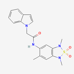 molecular formula C19H20N4O3S B2539942 2-(1H-indol-1-yl)-N-(1,3,6-trimethyl-2,2-dioxido-1,3-dihydrobenzo[c][1,2,5]thiadiazol-5-yl)acetamide CAS No. 2034590-19-5