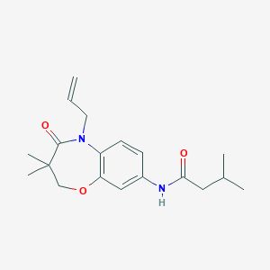 molecular formula C19H26N2O3 B2539953 N-(5-allyl-3,3-dimethyl-4-oxo-2,3,4,5-tetrahydrobenzo[b][1,4]oxazepin-8-yl)-3-methylbutanamide CAS No. 921563-89-5