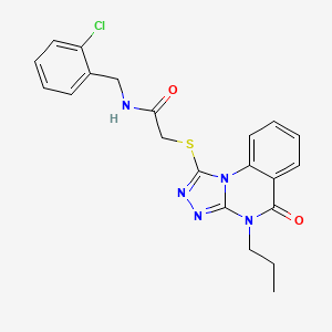 molecular formula C21H20ClN5O2S B2539996 N-[(2-chlorophenyl)methyl]-2-({5-oxo-4-propyl-4H,5H-[1,2,4]triazolo[4,3-a]quinazolin-1-yl}sulfanyl)acetamide CAS No. 1111151-09-7