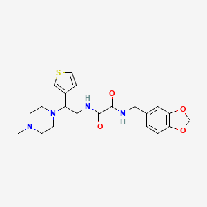 molecular formula C21H26N4O4S B2540006 N-[(2H-1,3-benzodioxol-5-yl)methyl]-N'-[2-(4-methylpiperazin-1-yl)-2-(thiophen-3-yl)ethyl]ethanediamide CAS No. 946200-18-6