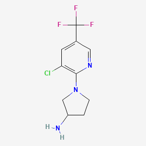 molecular formula C10H11ClF3N3 B2540007 1-[3-Chloro-5-(trifluoromethyl)pyridin-2-yl]pyrrolidin-3-amine CAS No. 1282230-08-3