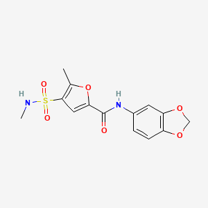 molecular formula C14H14N2O6S B2540045 N-(2H-1,3-benzodioxol-5-yl)-5-methyl-4-(methylsulfamoyl)furan-2-carboxamide CAS No. 1207054-79-2
