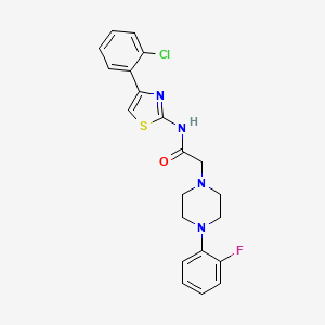 molecular formula C21H20ClFN4OS B2540049 N-[4-(2-chlorophenyl)-1,3-thiazol-2-yl]-2-[4-(2-fluorophenyl)piperazin-1-yl]acetamide CAS No. 338750-04-2