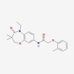 molecular formula C22H26N2O4 B2540101 N-(5-ethyl-3,3-dimethyl-4-oxo-2,3,4,5-tetrahydro-1,5-benzoxazepin-8-yl)-2-(2-methylphenoxy)acetamide CAS No. 921563-65-7