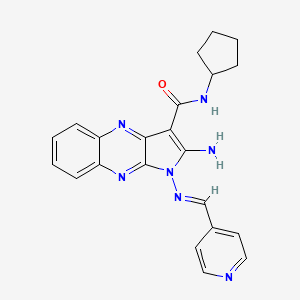 molecular formula C22H21N7O B2540136 (E)-2-amino-N-cyclopentyl-1-((pyridin-4-ylmethylene)amino)-1H-pyrrolo[2,3-b]quinoxaline-3-carboxamide CAS No. 840518-66-3