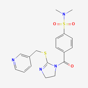 N,N-dimethyl-4-(2-((pyridin-3-ylmethyl)thio)-4,5-dihydro-1H-imidazole-1-carbonyl)benzenesulfonamide