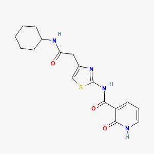 molecular formula C17H20N4O3S B2540186 N-(4-(2-(cyclohexylamino)-2-oxoethyl)thiazol-2-yl)-2-oxo-1,2-dihydropyridine-3-carboxamide CAS No. 953260-92-9