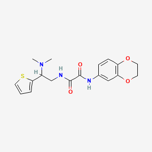 molecular formula C18H21N3O4S B2540192 N'-(2,3-dihydro-1,4-benzodioxin-6-yl)-N-[2-(dimethylamino)-2-(thiophen-2-yl)ethyl]ethanediamide CAS No. 941932-39-4