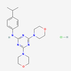 molecular formula C20H29ClN6O2 B2540217 N-(4-isopropylphenyl)-4,6-dimorpholino-1,3,5-triazin-2-amine hydrochloride CAS No. 1179423-88-1