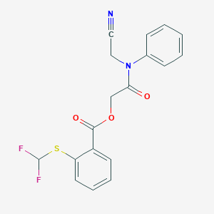 molecular formula C18H14F2N2O3S B2540232 [(Cyanomethyl)(phenyl)carbamoyl]methyl 2-[(difluoromethyl)sulfanyl]benzoate CAS No. 1099262-85-7