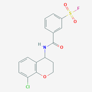 molecular formula C16H13ClFNO4S B2540262 3-[(8-Chloro-3,4-dihydro-2H-chromen-4-yl)carbamoyl]benzenesulfonyl fluoride CAS No. 2249481-68-1