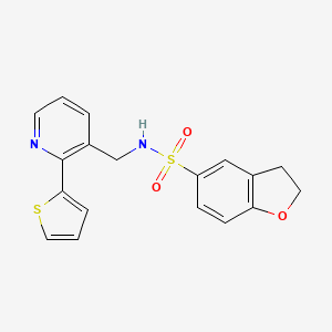 molecular formula C18H16N2O3S2 B2540264 N-((2-(thiophen-2-yl)pyridin-3-yl)methyl)-2,3-dihydrobenzofuran-5-sulfonamide CAS No. 2034578-62-4
