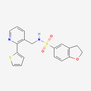 N-((2-(thiophen-2-yl)pyridin-3-yl)methyl)-2,3-dihydrobenzofuran-5-sulfonamide