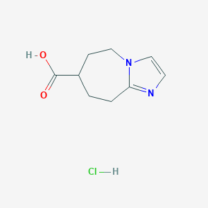molecular formula C9H13ClN2O2 B2540266 6,7,8,9-Tetrahydro-5H-imidazo[1,2-a]azepine-7-carboxylic acid;hydrochloride CAS No. 2377033-25-3
