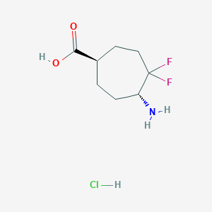 molecular formula C8H14ClF2NO2 B2540279 (1R,5R)-5-Amino-4,4-difluorocycloheptane-1-carboxylic acid;hydrochloride CAS No. 2408936-99-0