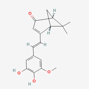B2540282 (1S,5R)-4-[(E)-2-(3,4-Dihydroxy-5-methoxyphenyl)ethenyl]-6,6-dimethylbicyclo[3.1.1]hept-3-en-2-one CAS No. 1454885-45-0