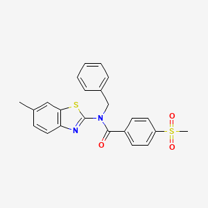 molecular formula C23H20N2O3S2 B2540327 N-benzyl-N-(6-methylbenzo[d]thiazol-2-yl)-4-(methylsulfonyl)benzamide CAS No. 900004-76-4